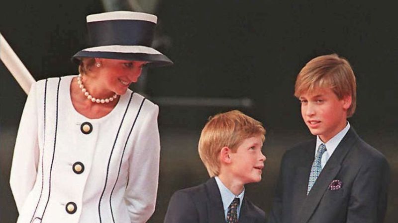 Prinzessin Diana, Prinz Harry und Prinz William 1995 in London