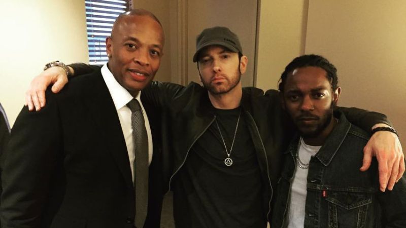 Dr. Dre, Eminem und Kendrick Lamar im Juni 2017
