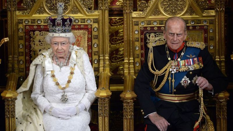 Queen Elizabeth II. und Prinz Philip bei der Parlamentseröffnung, 2014