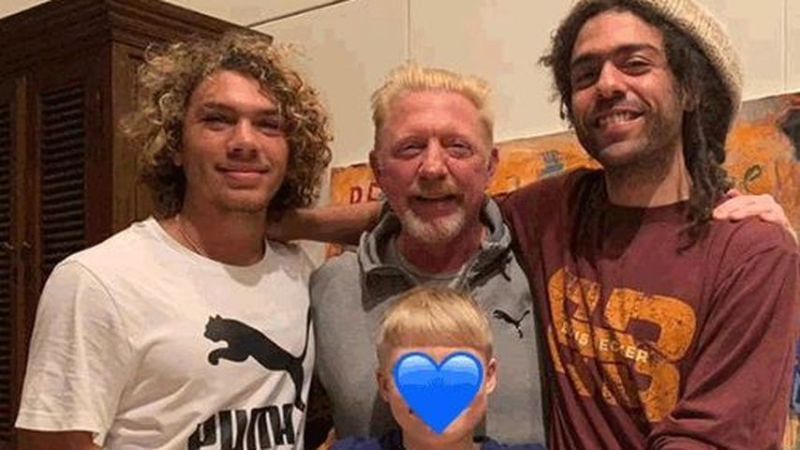 Boris Becker mit seinen Söhnen Noah, Elias und Amadeus