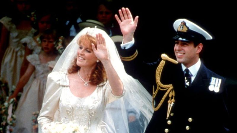 Sarah Ferguson und Prinz Andrew an ihrem Hochzeitstag, Juli 1986