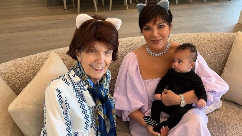 Kris Jenner (m.) mit ihrer Mutter Mary Jo Campbell und Enkelsohn Aire