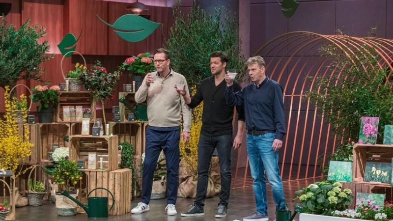Bernhard Unger, Michael Ballack und Dr. Thomas Hüster mit ihrem Produkt Lucky Plant