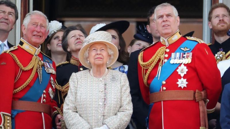 Prinz Charles, Queen Elisabeth II. und Prinz Andrew bei der Trooping-the-Colour-Parade 2019