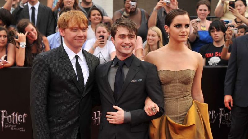 Rupert Grint, Daniel Radcliffe, Emma Watson im Juli 2011